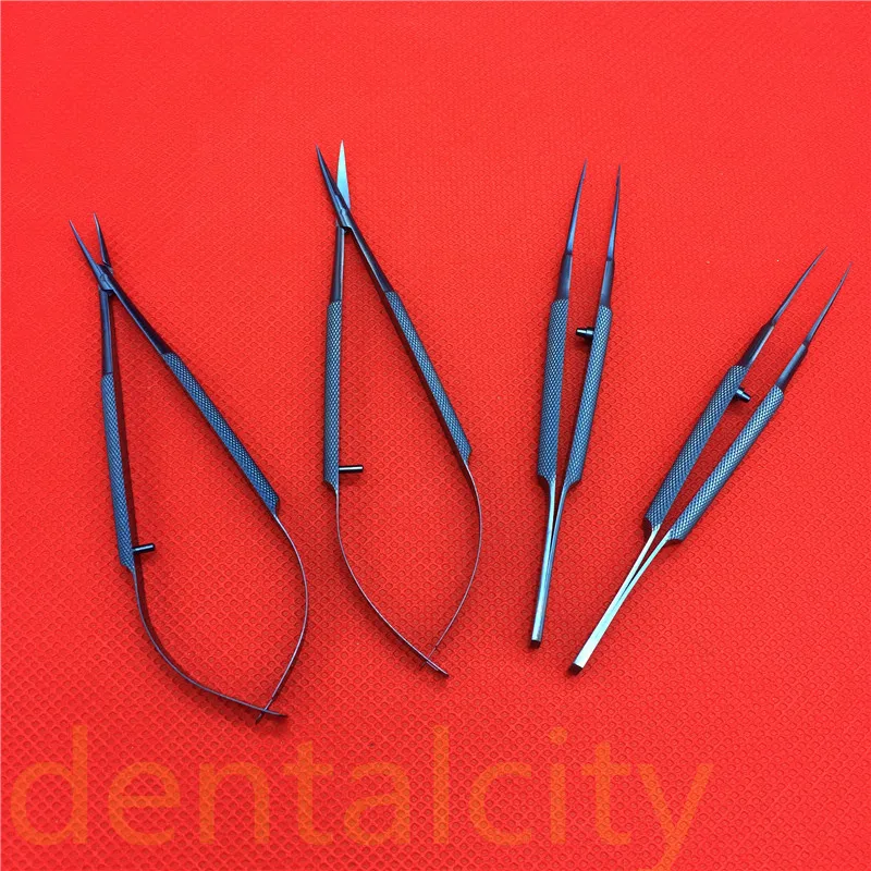 Kopen Titanium Tlloy Chirurgische Instrumenten Oogheelkundige Microchirurgische Tandheelkundige Instrumenten Naald Houders + 11.5 Cm Schaar + Pincet