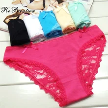 Rebantwa Sexy Lace Women Underwear Cotton Girl Transparent Panties Lady Lingerie Underwear Back Lace Plus Size Seamless Intimate