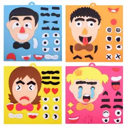 Один комплект родителей и детей пять выражения лица DIY сборку головоломки детей подготовки признание развивающие игрушки