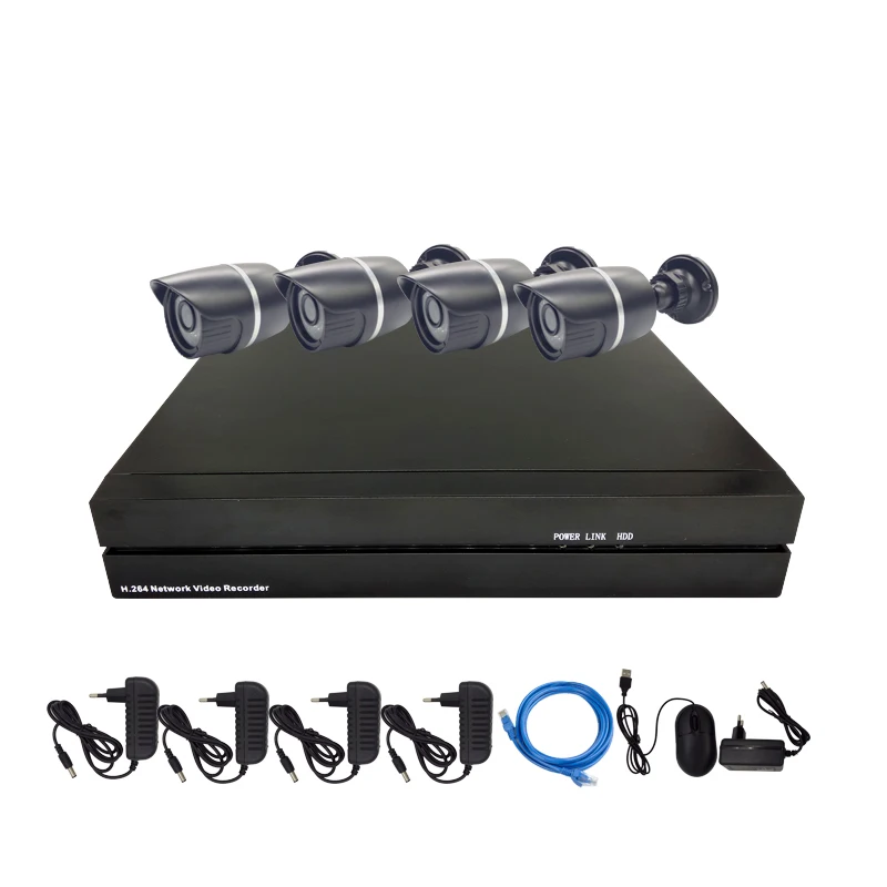 

4CH 1mp 720p IP Camera System Network Alarm HD IR-Cut Night Vision Security Kit With 4CH Onvif P2P NVR Water-proof CCTV System