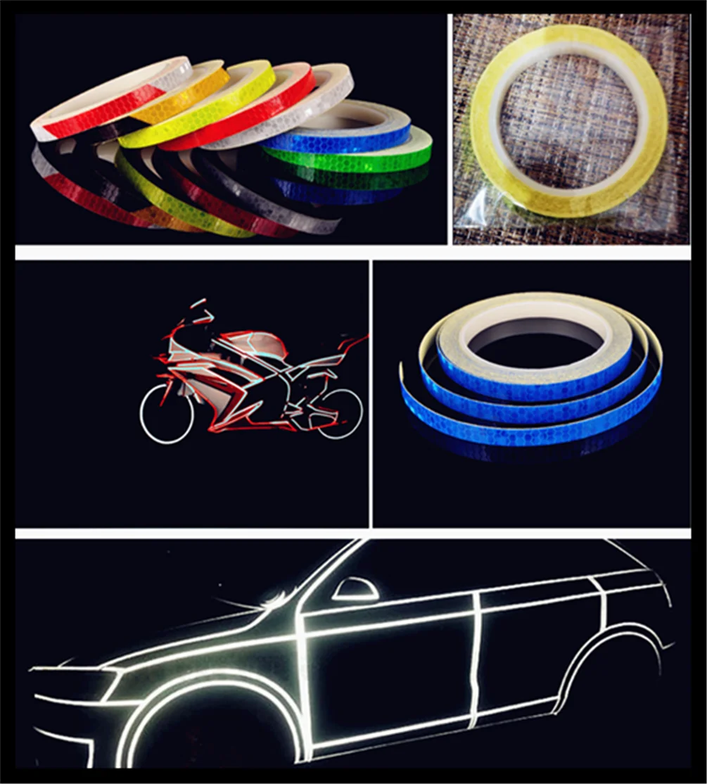 2Pcs DIY Car Motorbike Strip Sticker Warning Wheel Rim Light Reflector Sticker J