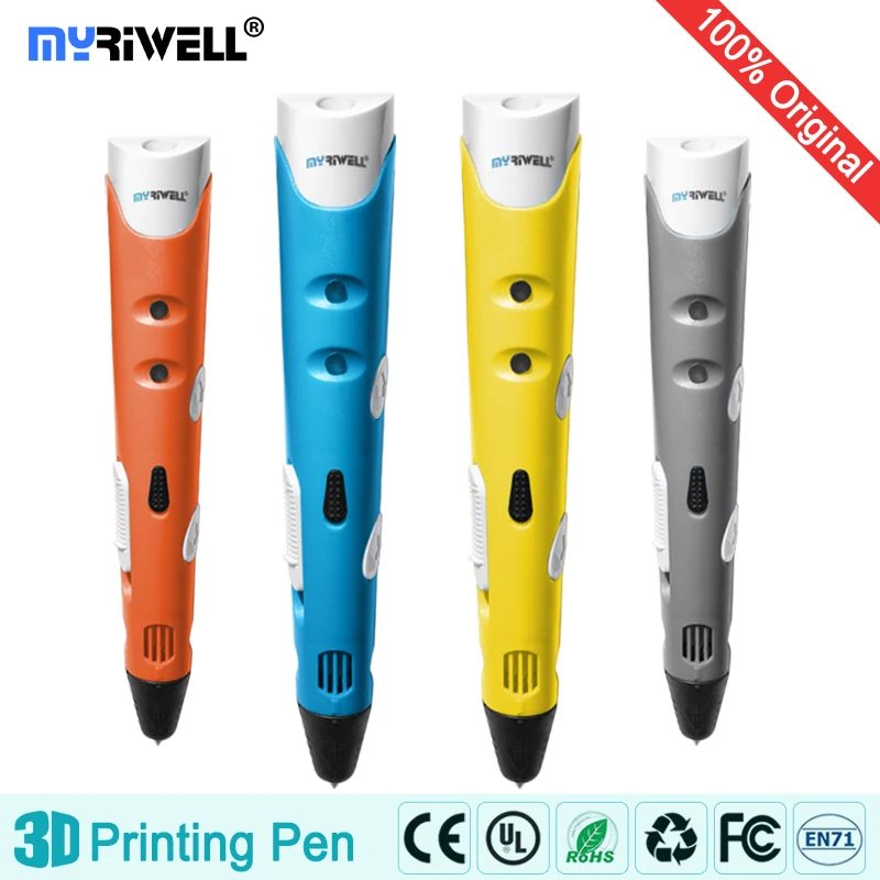 Myriwell 3d Ручка+ 10 Цвет* 10 м ABS нити(100 м), 3 d Ручка 3d модели, Творческая 3d печатная ручка, лучший подарок для детей творческих, pen-3d