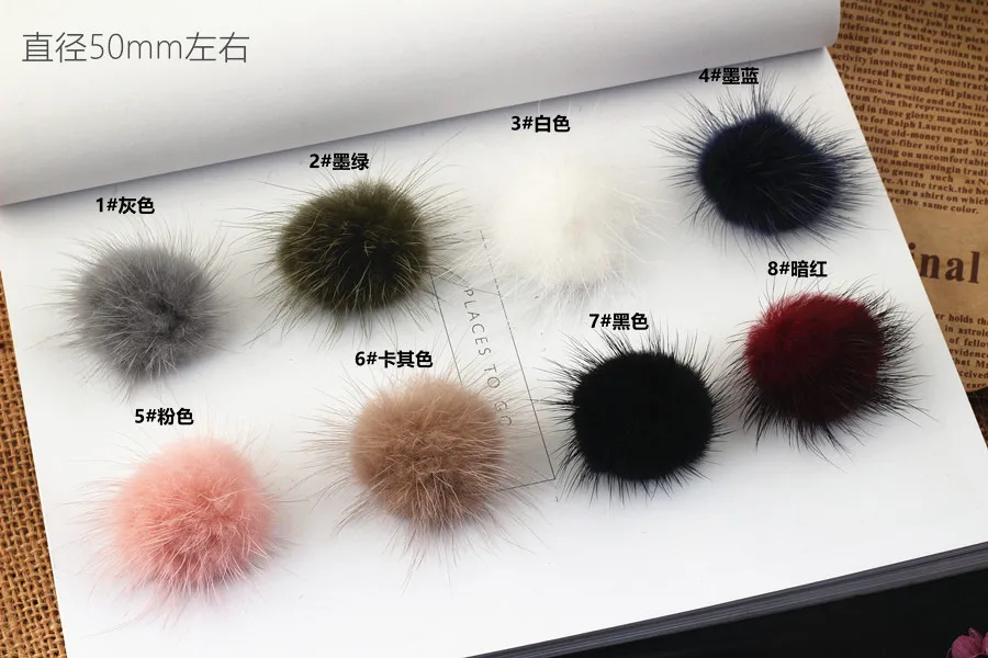 Ritoule Handmade earrings made ornaments Hair Barrette material 50mm mink fur ball DIY hairpin headdress flower accessories