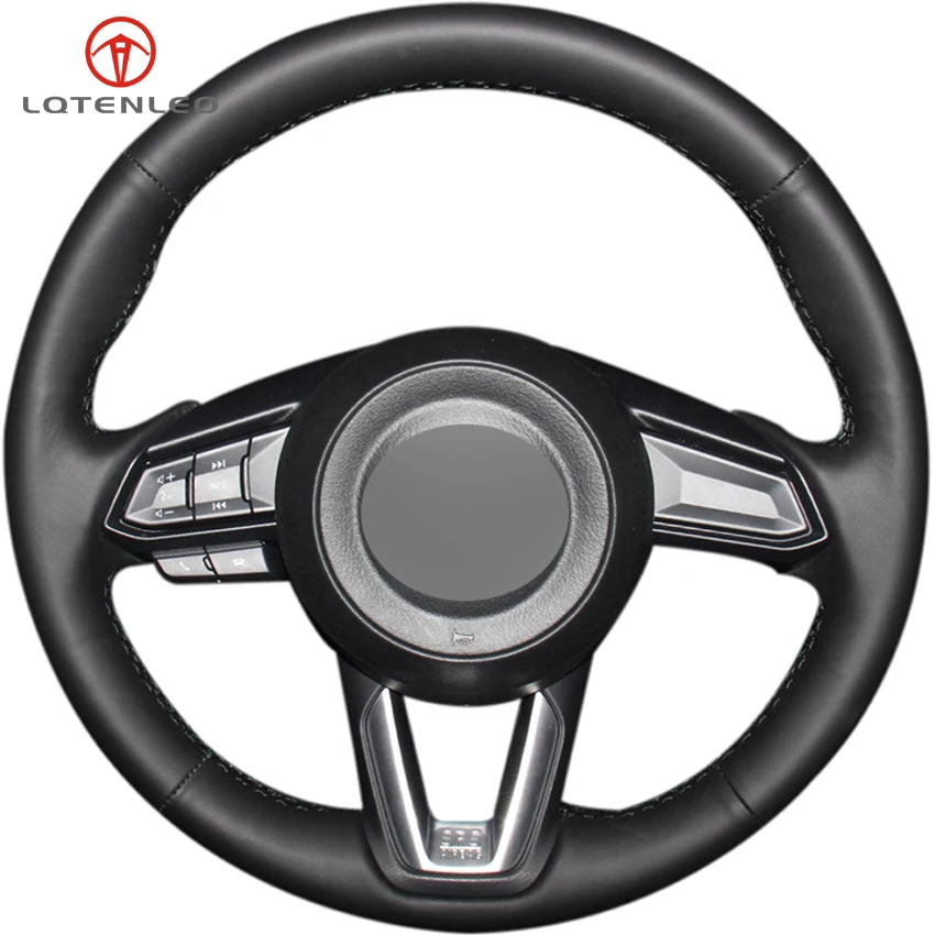

LQTENLEO Black Artificial Leather Car Steering Wheel Cover For Mazda 3 Axela 2017-2019 Mazda 6 Atenza 2017-2019 CX-3 CX-9 CX-5