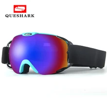 Queshark, мужские и женские очки для катания на лыжах, UV400, сноуборд, лыжные очки, двухслойные, анти-туман, большие сферические Лыжные маски, очки