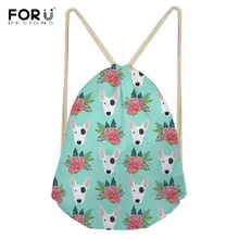 FORUDESIGNS/милый бультерьер печати холщовый мешок на завязках многоцветные Рюкзаки повседневные дорожные сумки Смешные собаки подростков Mochilas