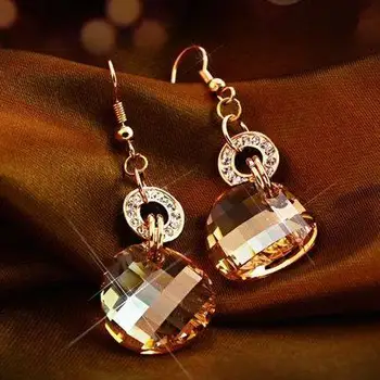 

2017 new nature yellow crystal earrings elements Rhinestones Korean style female Twilight Women jewelry girlfriend gift