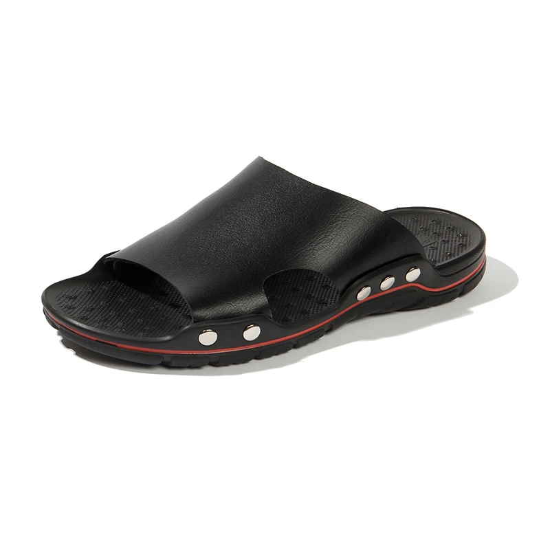 

Casual Men Sandals Summer Tide Men Slippers Rivet British Man Beach Sandals Genuine Cow Leather Flip Flops Size 38-47