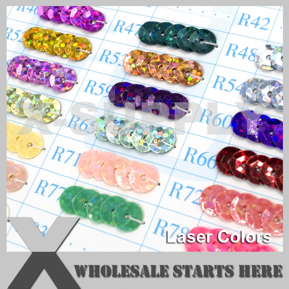 

(Laser Colors) Round Flat or Cup Loose Sequin Paillettes for Party Evening Dress,Costume,Nail Art (Contact Us For More Colors)