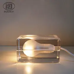 Пост-современный Стекло LED Настольная лампа Ice Crystal Стекло настольная лампа исследование прикроватной тумбочке Освещение для Спальня