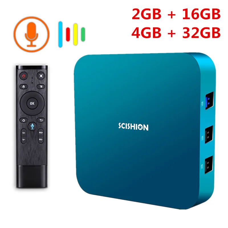 

SCISHION AI ONE Android 8.1 Smart TV Box Rockchip 3328 2GB/4GB 16GB/32GB 2.4G WiFi USB3.0 BT4.0 Set Top Box With Voice Control