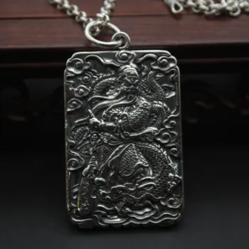 

New Style Pure S925 Sterling Silver Women's Men Bless Guangong Pendant 56x30mm