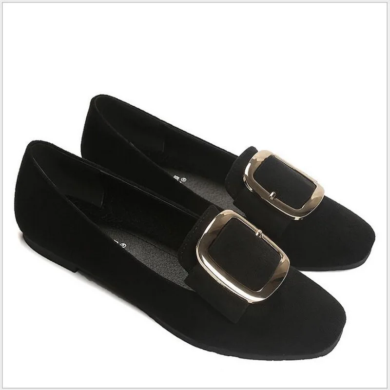 

Plus Size 33-43 Women Shoes Woman Flock square buckle Flat Shoes Comfortable casual Loafers Fashion Soft Women Flats