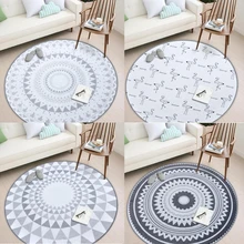 Скандинавский серый стиль Нескользящие круглые ковры для гостиной кофе стационарный компьютер стул коврики Детский игровой коврик ковры