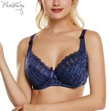 PariFairy, женский сексуальный бюстгальтер с пуш-ап, без подкладки, на косточках, полный кружевной бюстгальтер, нижнее белье, бюстгальтер, большая чашка, 34DE 36DE 38DE 40DE 42DE 44DE