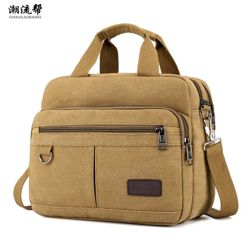  Men's Bag Casual Canvas Shoulder Bag Large Capacity Multi-pocket Handbag Messenger Bag Ladies Bolsa - 32959951342