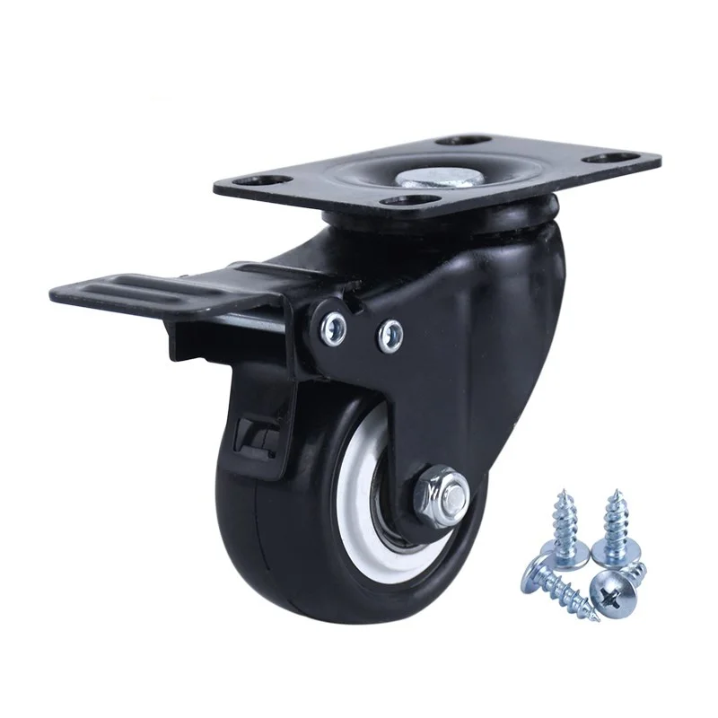 4 шт. сверхмощные колесики с тормозом черные 2 дюйма резиновые бесшумные поворотные колеса для мебель офисный шкаф кроватки тележки оборудования