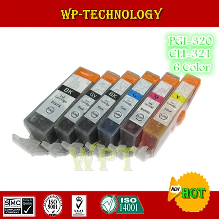 6 цветов Совместимый картридж для BCI320 BCI321 костюм Canon IP3600 IP4600 MX860 MX870 MP980 MP990 и т. Д. |