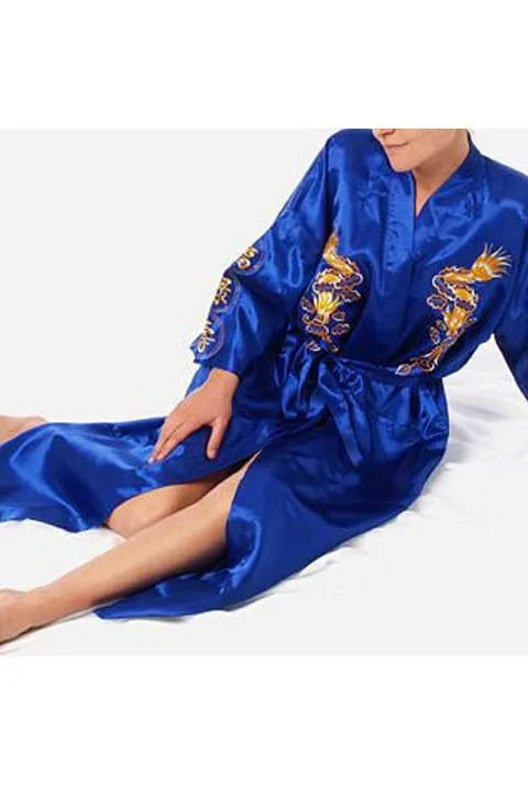 Горячее предложение белый китайский мужской Satin Robe платье Классический банный халат с вышивкой традиционные кимоно платье Размеры размеры