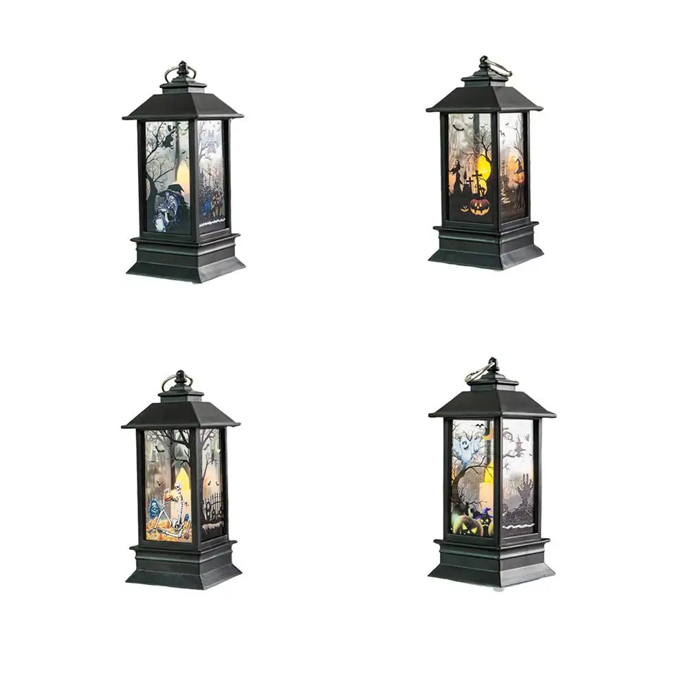 Светодиодный винтажный декоративный светильник для Хэллоуина, портативная масляная лампа с замком и фонарем, тематический фонарь для