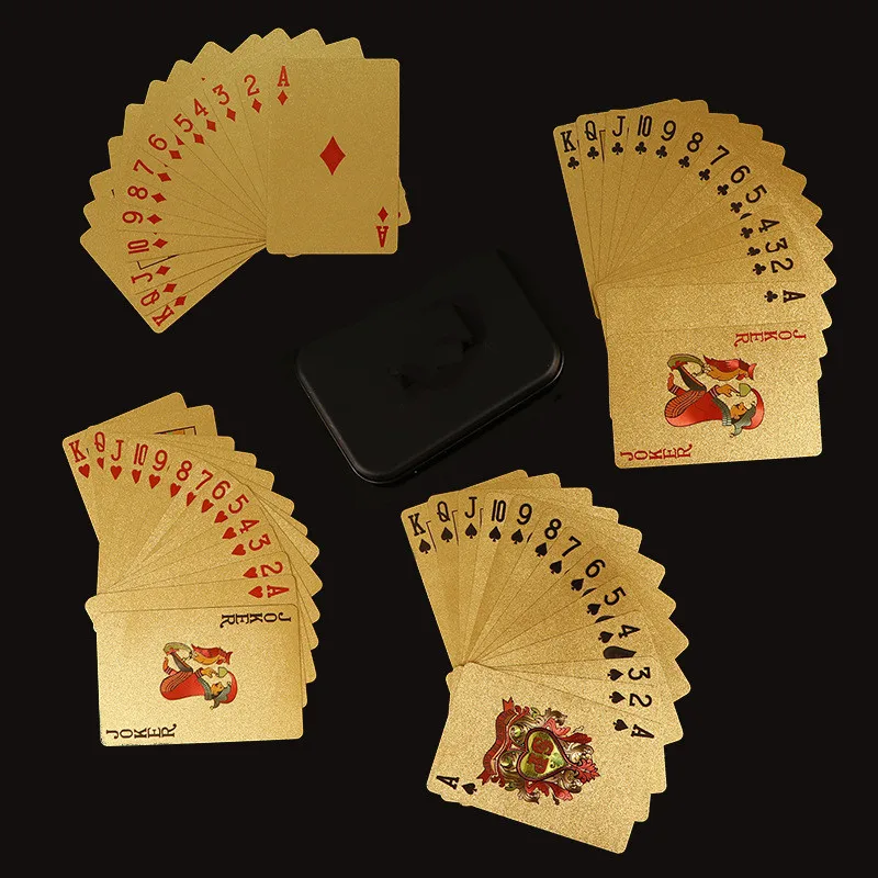 Металлическая коробка золотой черный покер водонепроницаемые игральные карты Новинка коллекция подарок прочный покерный семейный вечерние настольные игры - Цвет: gold