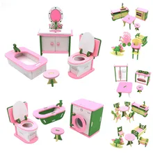Simulation Miniature Wooden Furniture Toys DollHouse Wood Furniture Set Dolls Baby Room For Kids Play Toy Furniture For Dolls