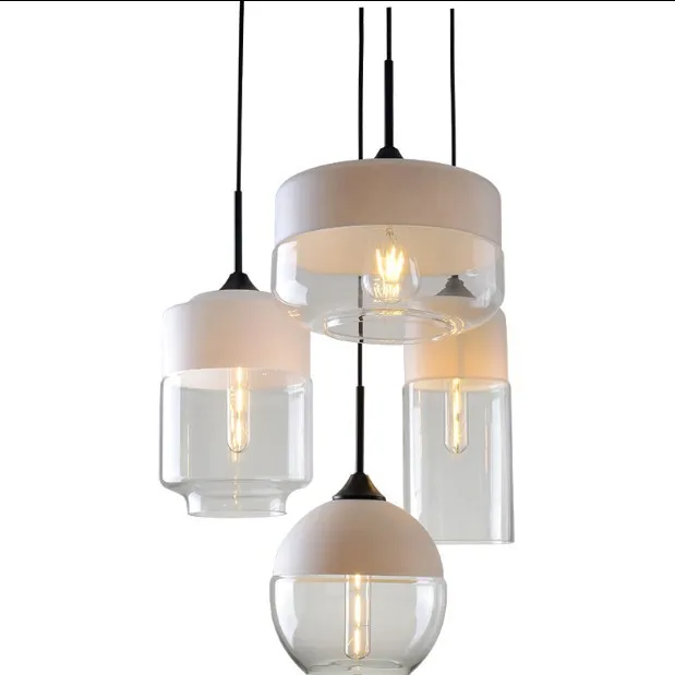 Промышленный подвесной стеклянный подвесной светильник в стиле лофт, железный+ стеклянный абажур E27, современный подвесной светильник для кухни, столовой, бара