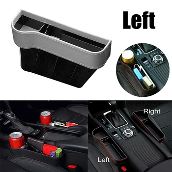 

1PC Left Side PU Leather Car Seat Gap Pocket Coin Storage Box Cup Holder Stand