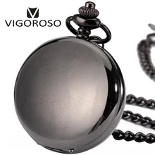 Black Alloy Vintage Anti Pocket Watch Steampunk Double Hunter Mechanical Skeleton Pocket Watch Chain Anniversary Gift