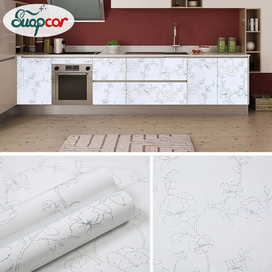 0.6mx3m Laser Peony Decorative Film Self adhesive Wallpapers For Living