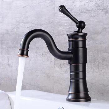 

Basin Faucets Antique Brass Faucet Bathroom With Single Handle Vintage Deck Mount Torneiras Hot Cold Bath Mixer Water Taps