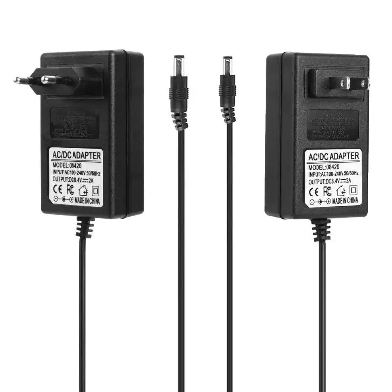 

8.4V 2A AC100-240V 18650 Lithium Battery Charger DC5.5mm Plug Power Adapter Charger Batteries Charging Adapter EU/US Plug