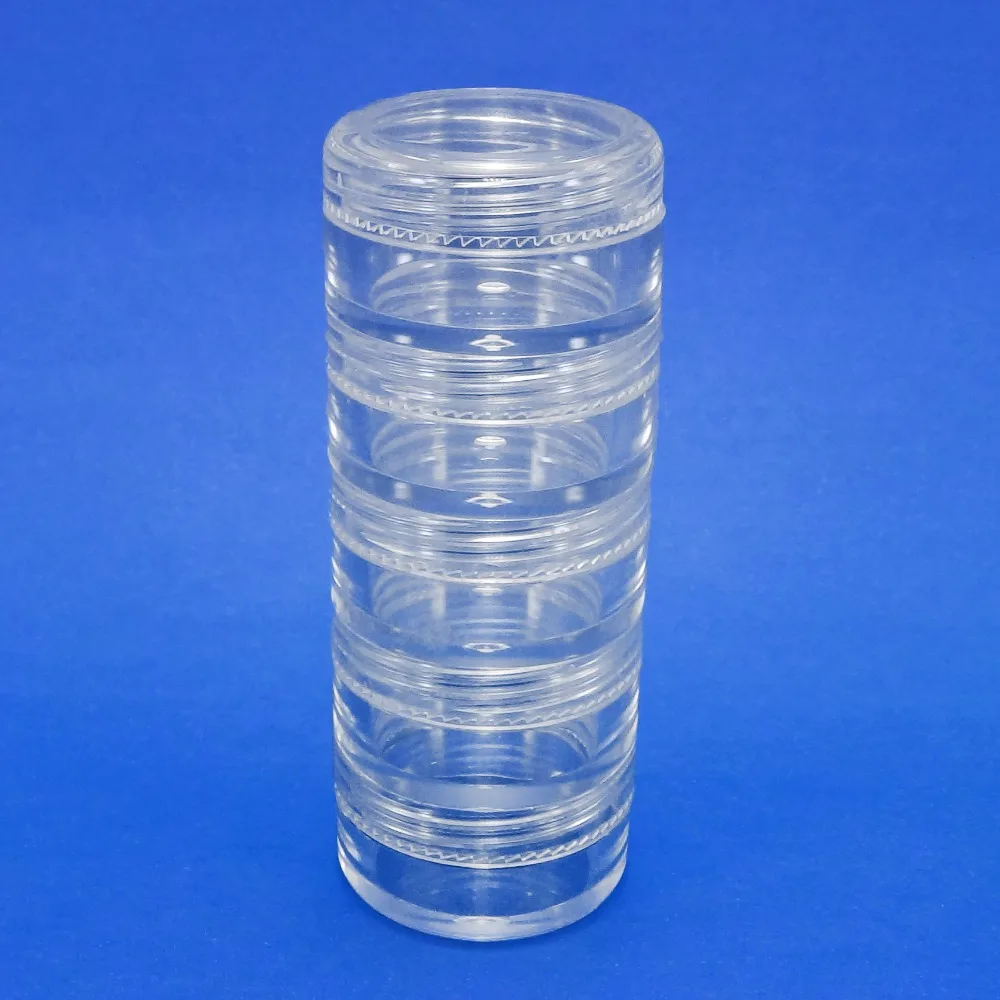 

100 sets Mini Clear Plastic Jar 5 Stacked Multipurpose Storage Container Travel Sample Makeup Packaging Cosmetic Case 5g