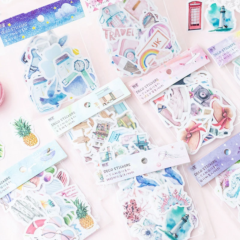 (40pieces/lot)Big Size Stickers Bag Travel Alone Decorative Stationery Stickers Scrapbooking DIY