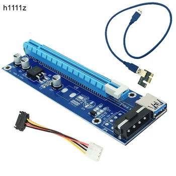 

New 60CM PCIE 1X To 16X PCI Express Card For Miner Machine Overcurrent Protection USB Cable SATA To 4 Pin Power Cord Riser Card