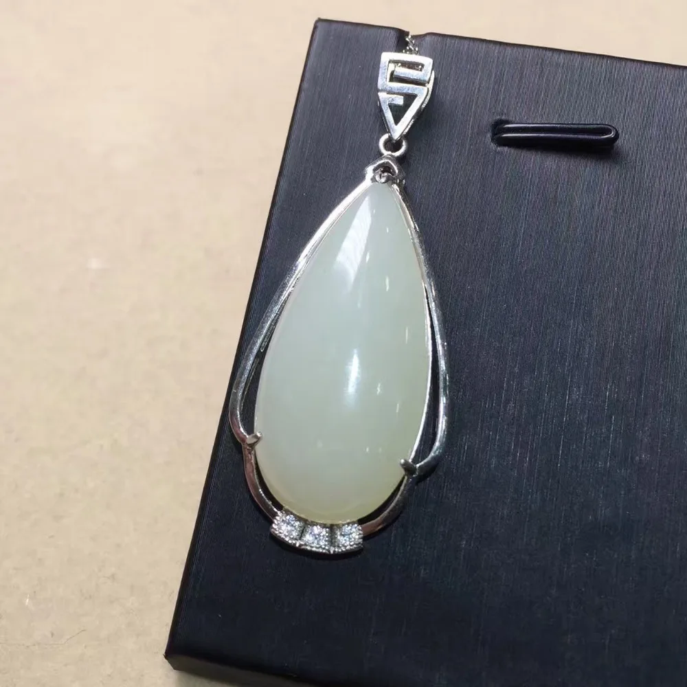 Синьцзян Хотан Yu серебра 925 Мозаика Хотан Белый Ю кулон простой дизайн модные качественные аксессуары