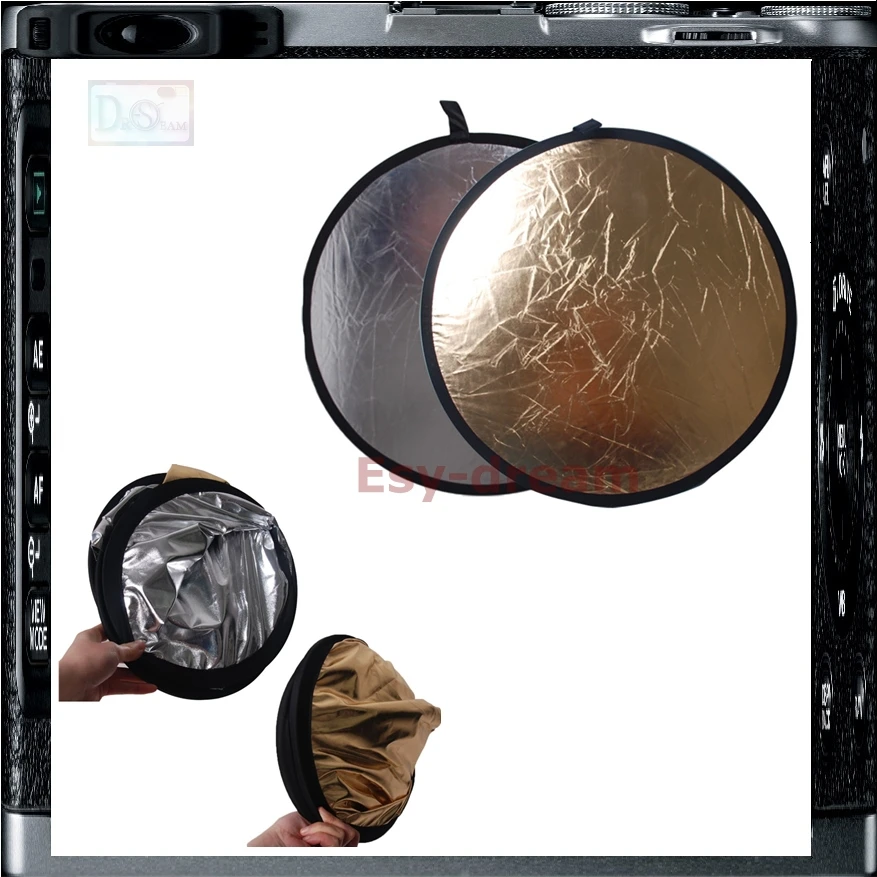 80cm-Golden-Sliver-2-in-1-Round-Collapsible-Flash-Photo-Studio-Light ...