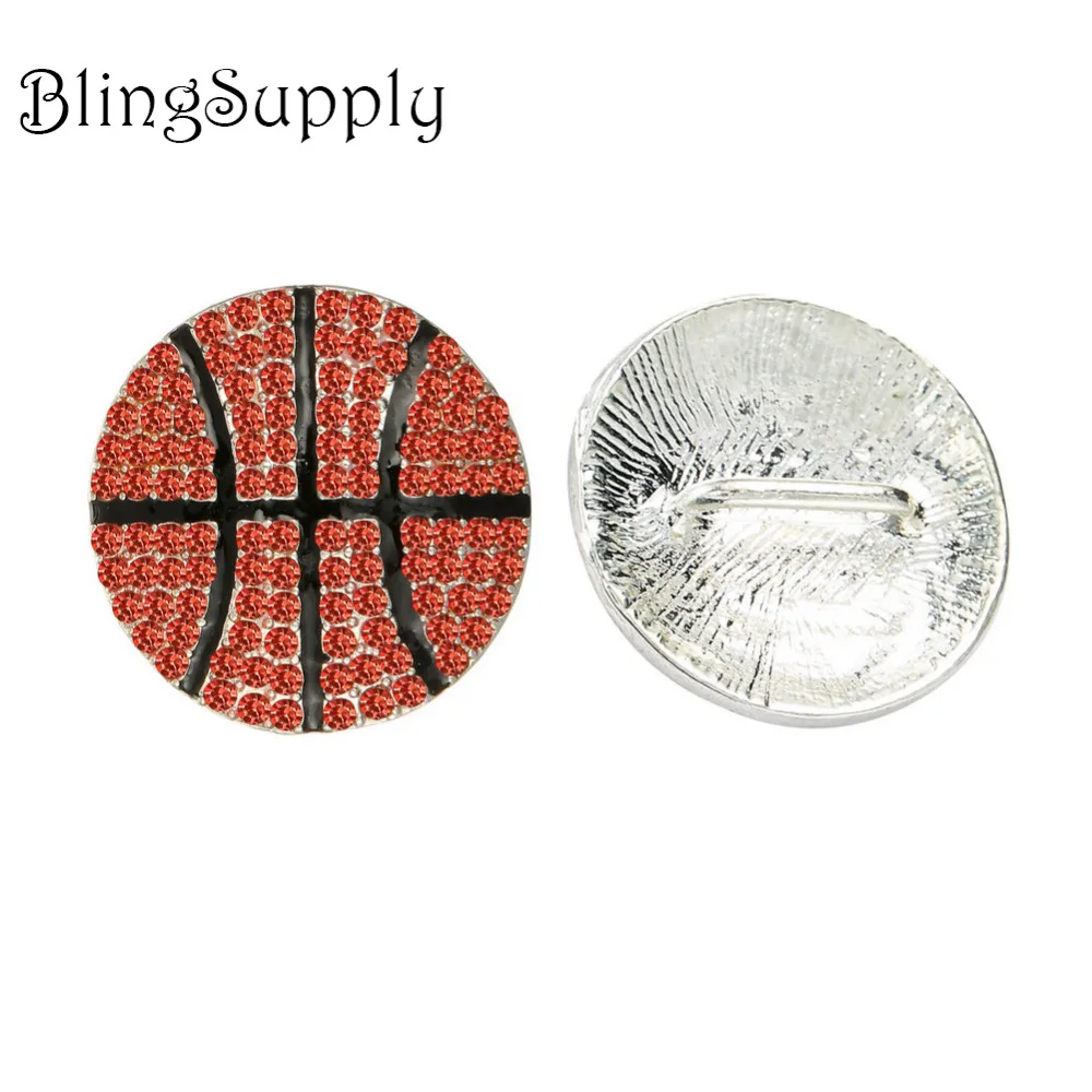 

Free shipping 23mm basketball rhinestone button with shank 50PCS/lot(BTN-5439)
