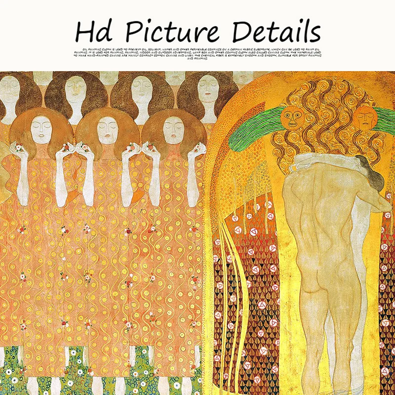 Beethoven Frieze by Gustav Klimt Reproduction Oil Painting on Canvas Art Posters and Prints Cuadros Wall Picture for Living Room