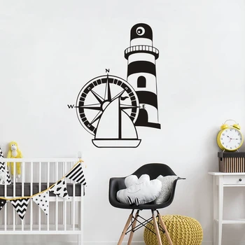 

Compass Rose Kids Room Decoration Nautical Lighthouse Wall Sticker Vinyl Art Removable Poster Mural Design Decals W197
