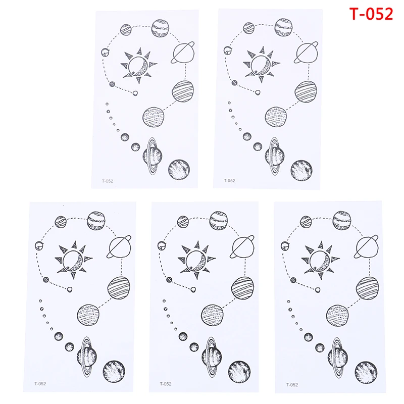 5 шт., временные тату с космонавтом, акварельные планеты, галактика, луна, звезда, Переводные татуировки с водой, наклейки для мужчин и женщин - Цвет: as pic