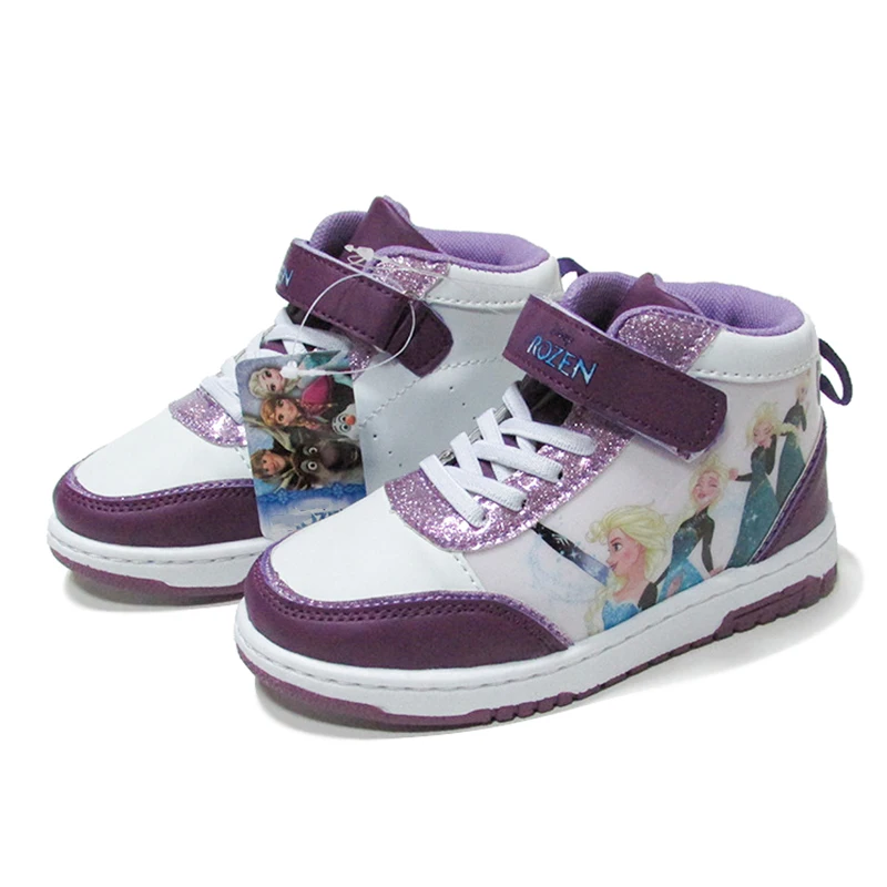 

Girls Shoes Elsa Queen Anna Princess Cartoon Sneakers High Quality Sequins Glowing Comfortable High Top Sports Sneaker For Girl