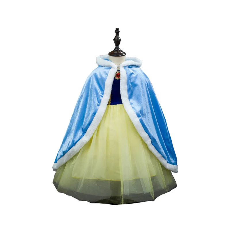 Теплое Платье с накидкой для девочек платье принцессы накидка в стиле Анны и чудовища для девочек, платье для костюмированной вечеринки, крещение малыша детская одежда