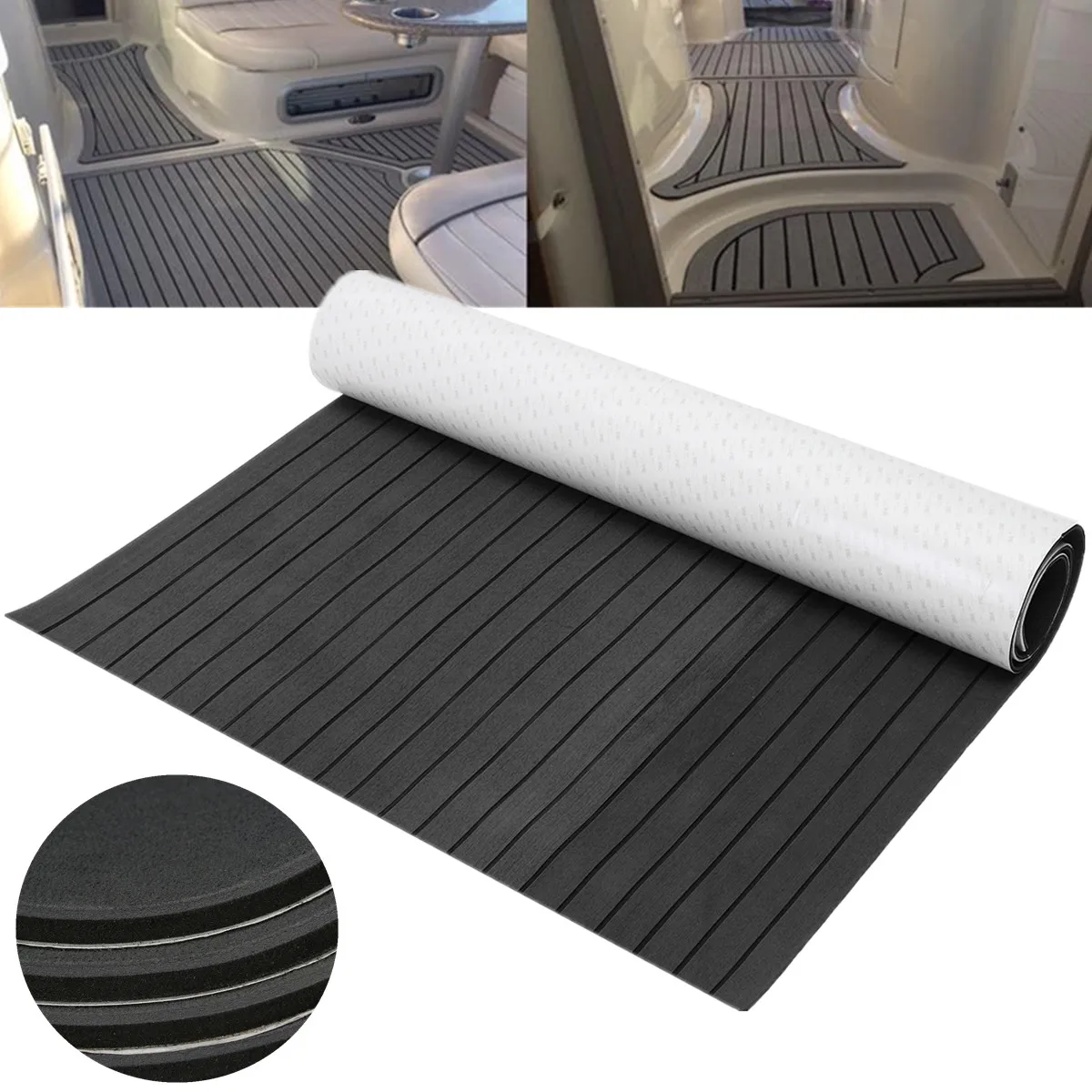 Koop Zelfklevende EVA FoamTeak Vel Vloeren Teak Sheet Mat Touring Auto Marine Jacht Teak Boot Decking Donkergrijs 120 cm x 240 cm 5mm