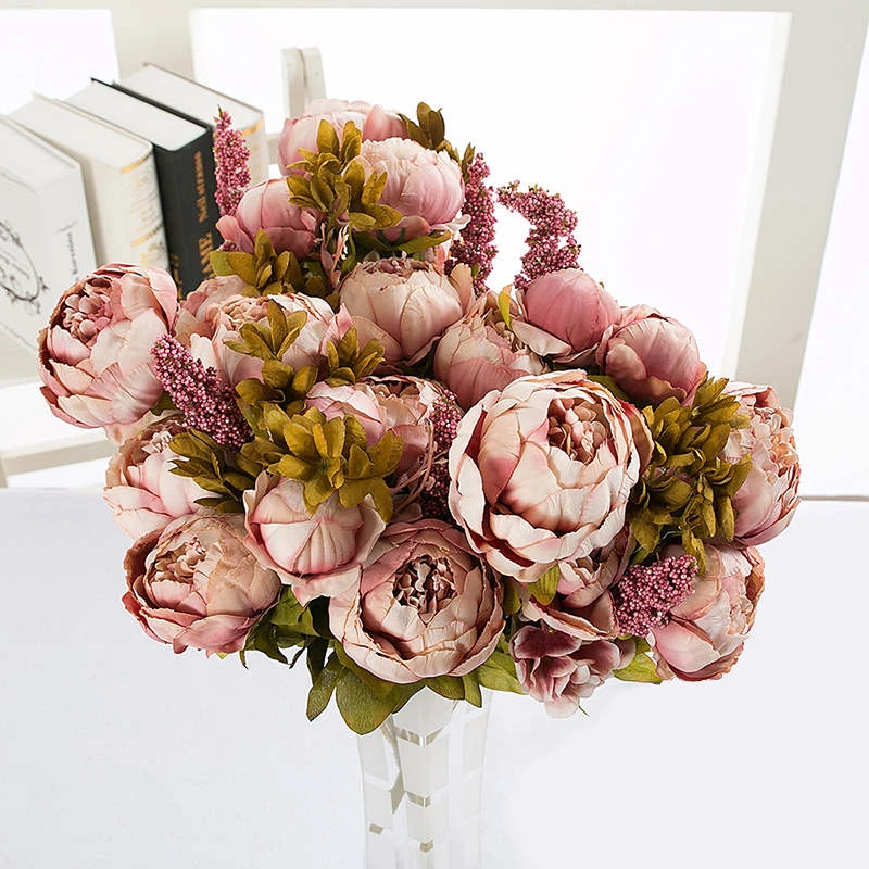 13 Heads Silk Peony Artificial Flowers Peony Wedding Bouquet Home Party Decor bu 13 Heads Silk Peony Artificial Flowers Peony Wedding Bouquet Home Party Decor bu