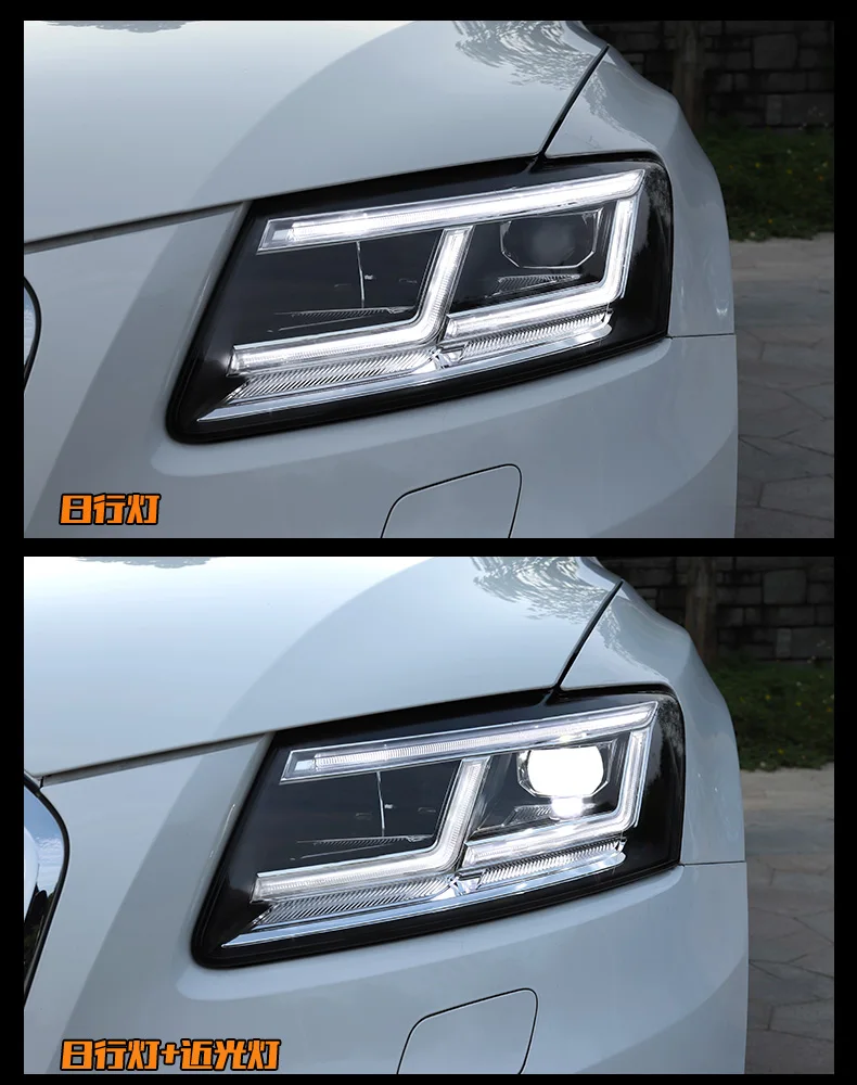 Автомобильный Стайлинг для Audi Q5 фары 2009- светодиодный DRL высокое фара ближнего света полный светодиодный автомобильные аксессуары для ванной комнаты с динамический сигнал поворота