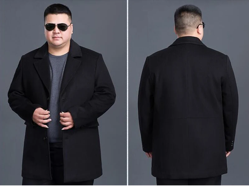 Шерсть и Смеси 7XL 8XL Мужская Мода Куртки Мужчин Slim Подходит пальто Бизнес Мужские Длинные Зимние Outwears Ветрозащитные мужские куртки и пальто