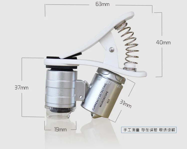 Высокое качество Мини 60X карманный микроскоп увеличительное стекло лупа светодиодный светильник УФ с зажимом