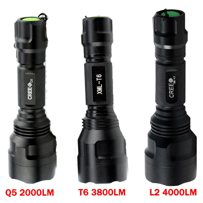 

Rechargeable Led Flashlight CREE XML T6 XML L2 Q5 Waterproof 5 mode 18650 battery tactical hunting camping bicycle flash light