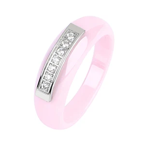Элегантный стиль, женские кольца, черные, белые, синие, розовые, Инопланетные, никогда не выцветают, здоровые керамические кольца для ежедневного выбора - Цвет основного камня: Pink Ring